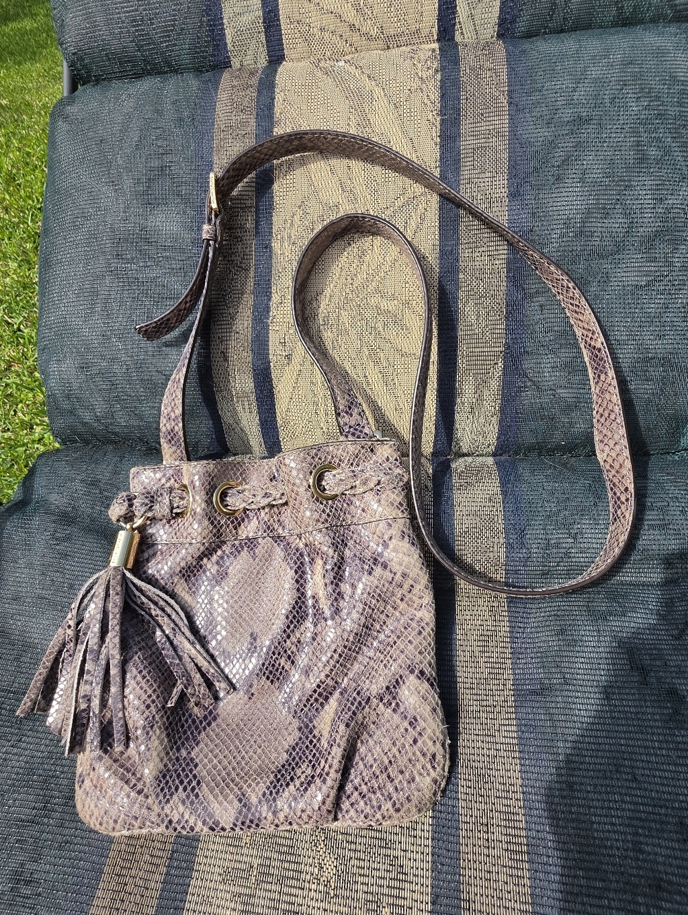 Michael Kors Snake Skin Crossbody Purse Bag Travel Gold Details